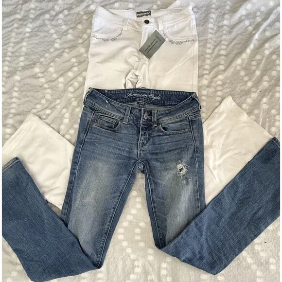 American Eagle Poplooks Stretch Lot Of 2 Woman's Jeans Slim Boot Cut Size 0-med - Picture 14 of 14